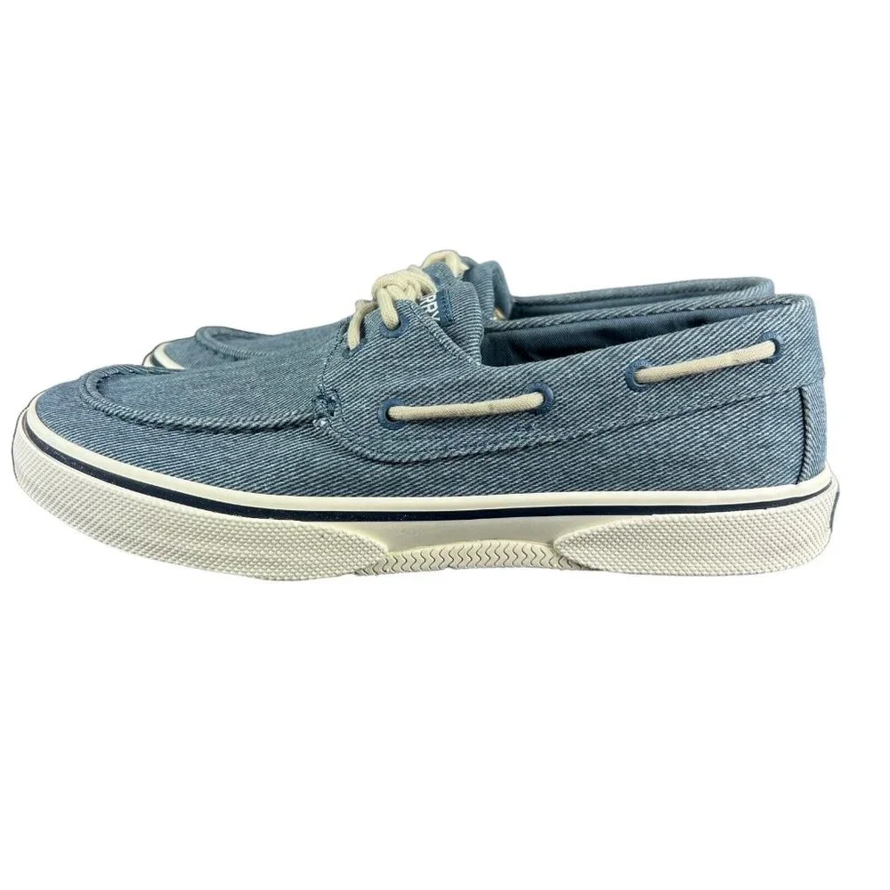 Sperry Top-Sider Halyard 2-Eye Twill Blue Boat Shoes STS25075 Men's Size 8 - 9 *